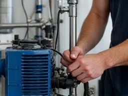 Technician working on pool pump